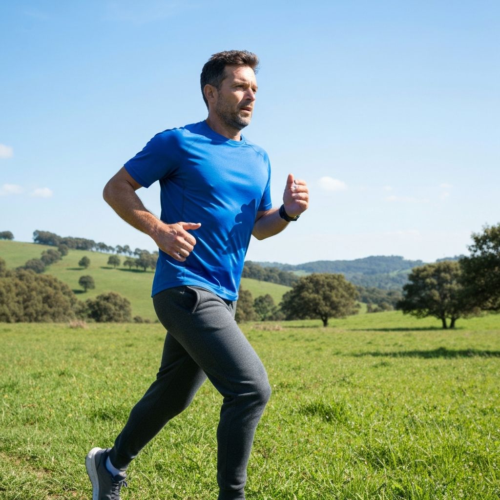 Pria berlari di alam untuk gaya hidup sehat